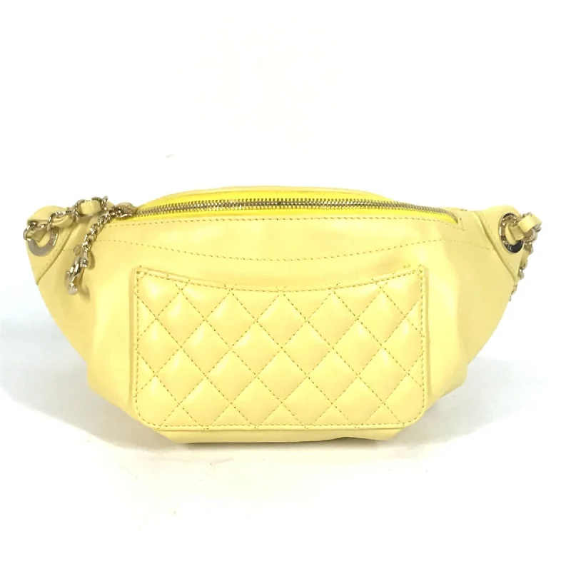 Chanel bags with the perfect balance of luxury and functionalityChanel A57832 Chain Belt Bag Waist Pouch Bag Cross Quilted Matelasse body bag yellow GoldHardware