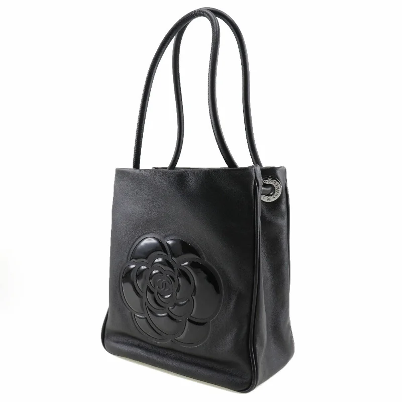 Chanel Handbag with Adjustable Strap for ComfortCHANEL camellia tote bag logo lambskin x enamel black ladies