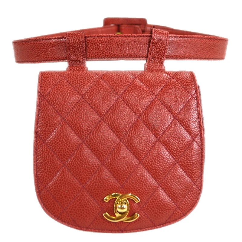 Chanel bags with the perfect balance of luxury and functionalityCHANEL 1989-1991 Bum Belt Bag Red Caviar Skin #75