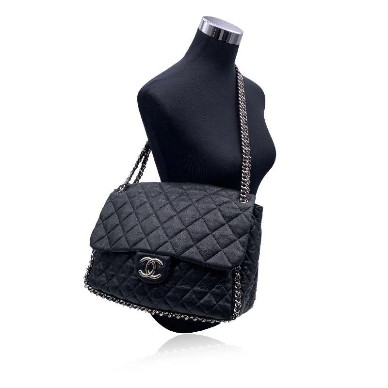 Chanel bags sale 2025CHANEL Black Quilted Lambskin Chain Around Maxi Shoulder Bag