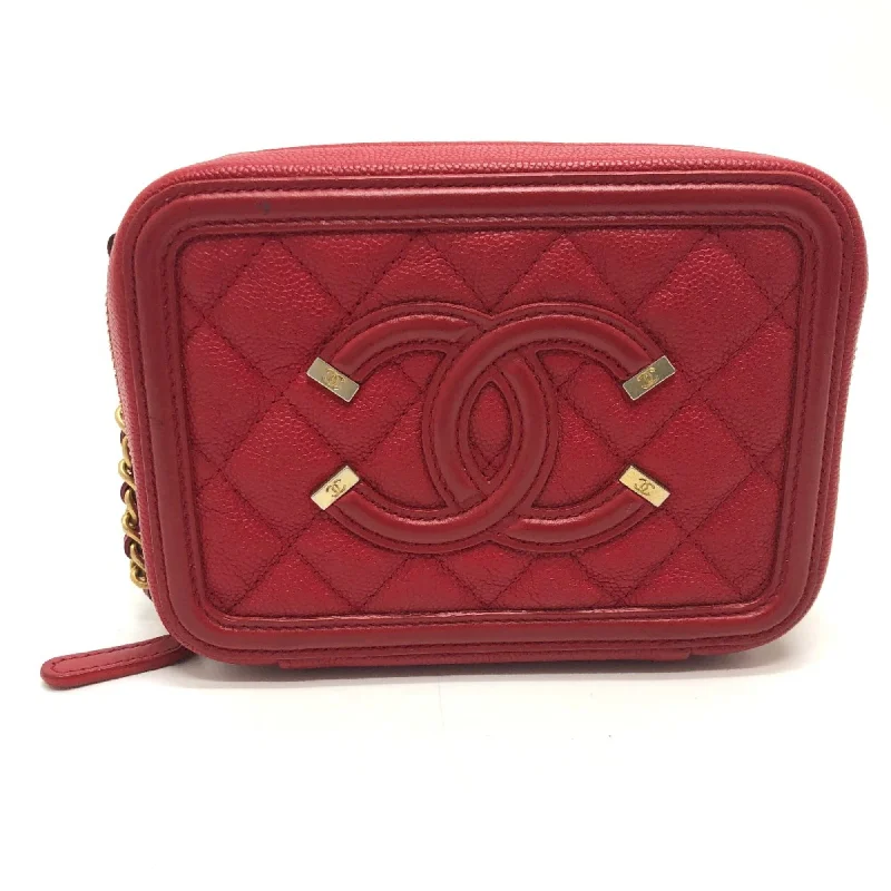 Chanel bags with modern touchesChanel A84452 CC filigree mini Shoulder Bag Red GoldHardware