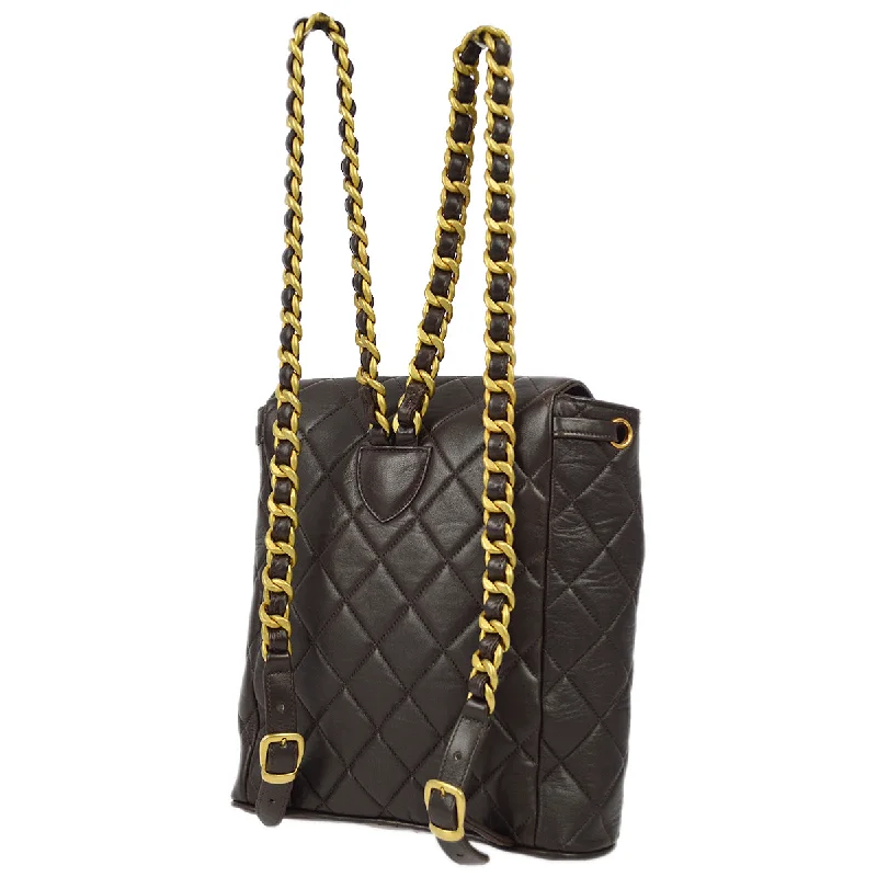 Chanel bags with the perfect balance of luxury and functionalityChanel 1991-1994 Brown Lambskin Duma Chain Backpack