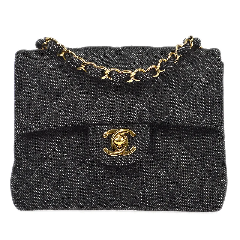 Chanel Limited Edition Handbag for CollectorsCHANEL 1997-1999 Classic Flap Mini Square 17 Black Denim