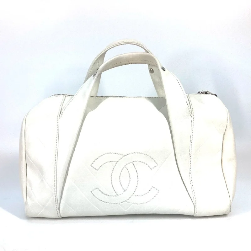 Chanel bags with leather and tweed combinationsChanel A30899 CC Mark Bag Hand Bag Duffle Bag White