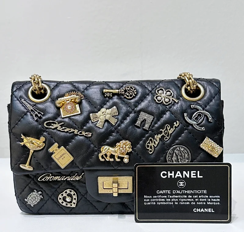 Chanel Black Handbag for Business MeetingsChanel Aged Calfskin Lucky Charms 2.55 Reissue 224 Flap Black GHW