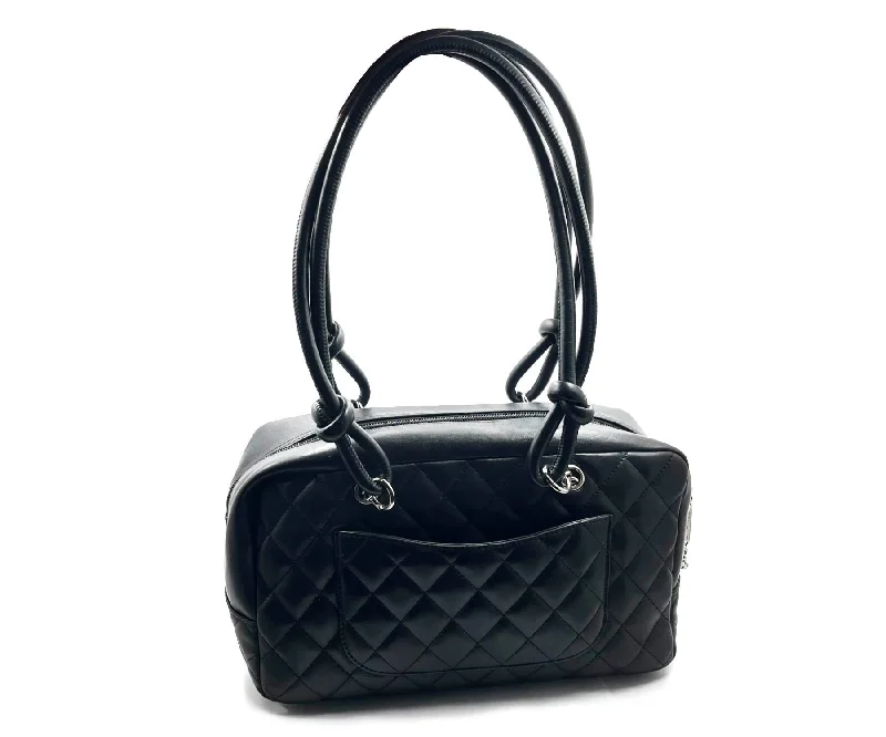 Chanel bags for women who appreciate fine craftsmanshipCHANEL Black Cambon CC Duffle Satchel Shoulder Bag