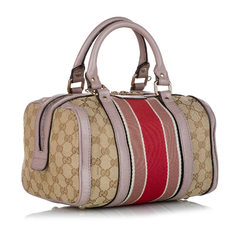 Gucci tote bags for women with a double - handle designGucci GG Canvas Web Joy Satchel (23395)