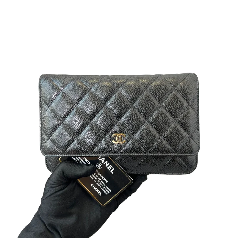 Chanel bags with exclusive seasonal releasesCaviar Quilted Wallet on Chain WOC Black GHW