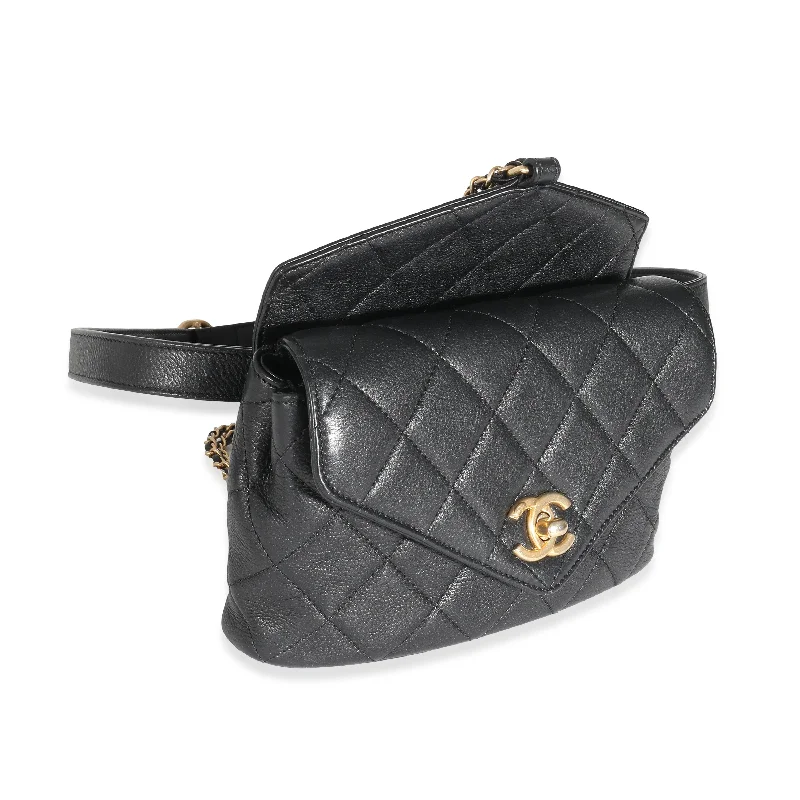 Chanel Lightweight Handbag for Daily ErrandsCHANEL Black Quilted Calfskin Carry With Chic Flap Waist Bag