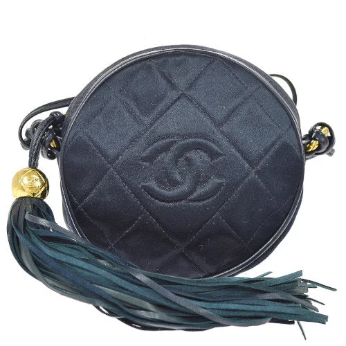 Chanel bags with intricate metal hardwareChanel 1989-1991 Quilted CC Fringe Cross Body Shoulder Bag Navy