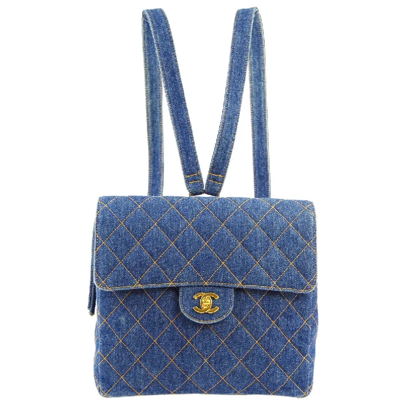 Chanel bags with intricate metal hardwareCHANEL * 1996-1997 Classic Flap Backpack Medium Denim