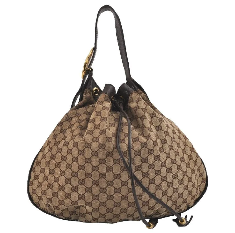 Gucci Dionysus bags for women with tiger - head claspsAuthentic GUCCI Double G Drawstring Bag GG Canvas Leather 223951 Brown 2162J