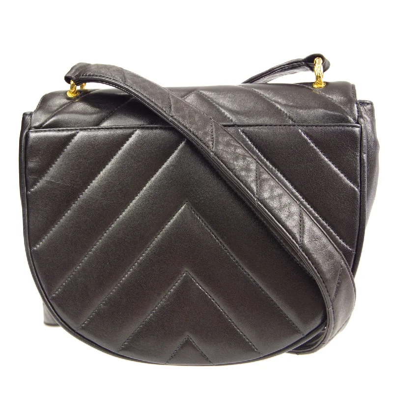 Chanel bags for women with minimalist styleChanel 1991-1994 Black Lambskin Chevron Shoulder Bag