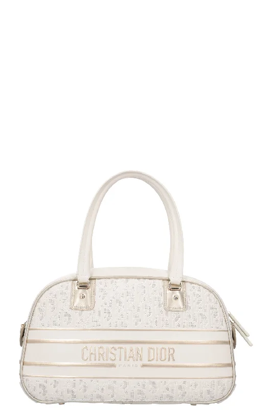 Christian Dior Saddle bags with a distressed leather finishCHRISTIAN DIOR Vibe Zip Bowling Bag White