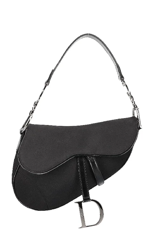 Fashion - forward Christian Dior tote bags for the modern womanCHRISTIAN DIOR Vintage Saddle Bag Nylon Black