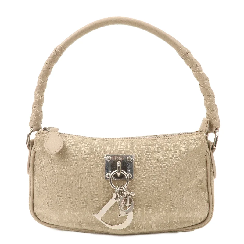 Christian Dior handbags with a back - pocket for quick storageChristian Dior Trotter Nylon Leather Shoulder Bag Beige