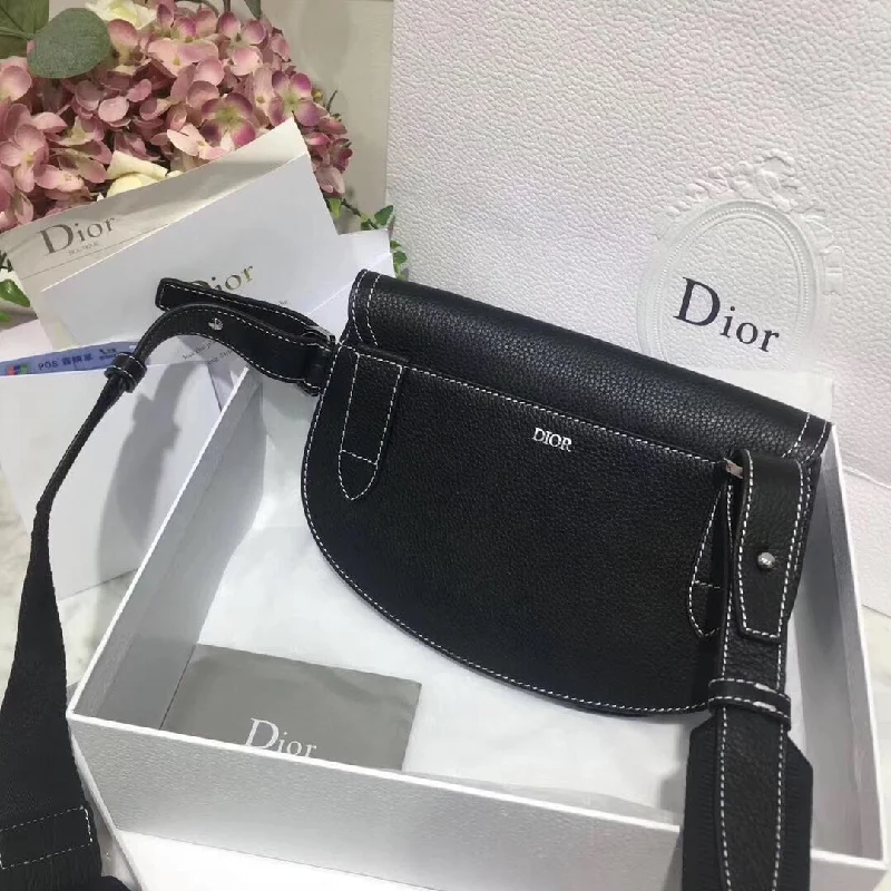 Christian Dior handbags with a back - pocket for quick storageChristian Dior Black Christian Dior x KAWS Pouch Saddle Bag