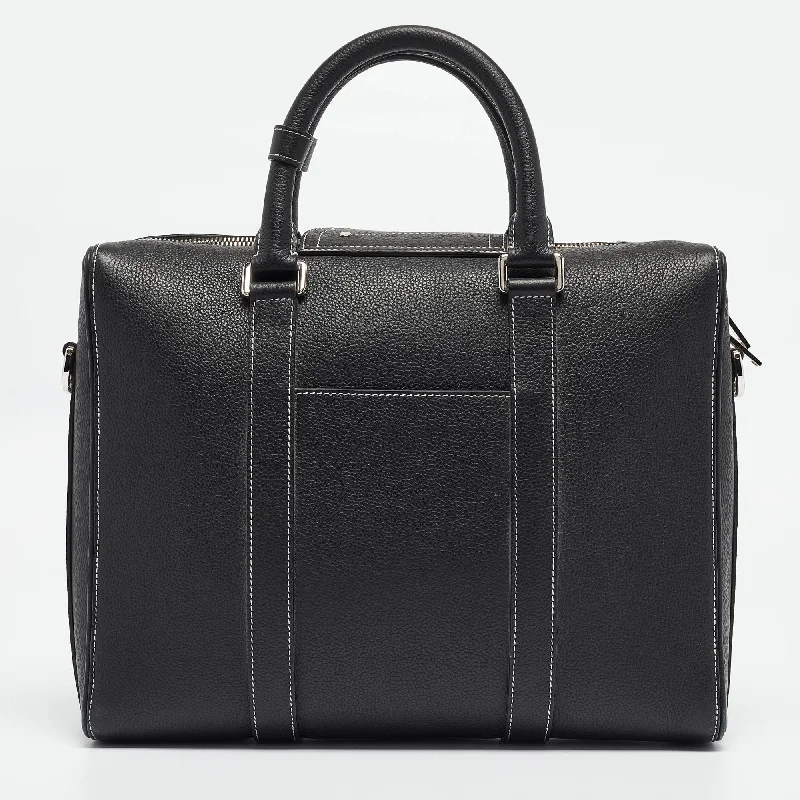 Christian Dior handbags with a removable shoulder strap for versatilityDIOR Black Leather Lingot Briefcase Bag