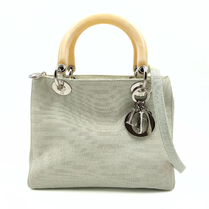 Christian Dior handbags with a back - pocket for quick storageDIOR Dior Christian Dior Lady Dior bag in pastel water green canvas