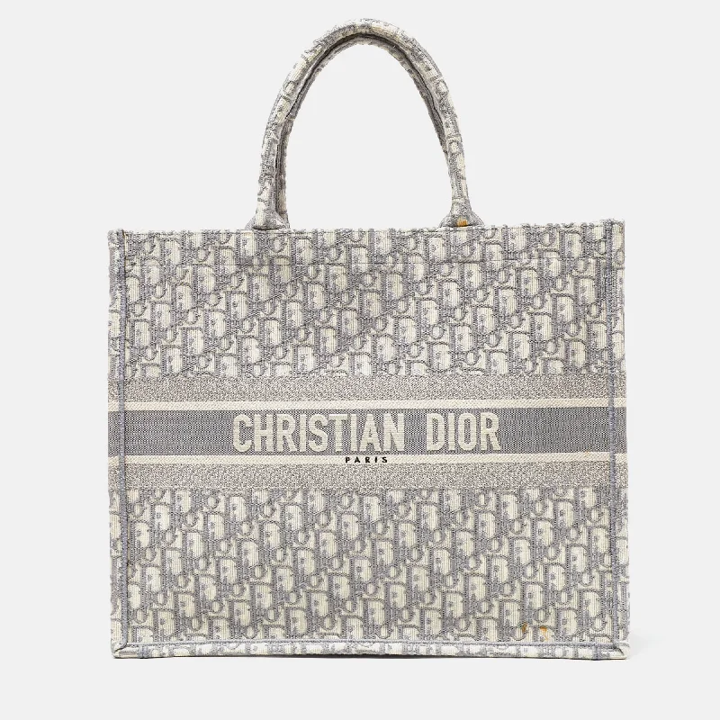 Christian Dior backpacks with a sleek, minimalist silhouetteDIOR Grey Oblique Canvas Large Book Tote