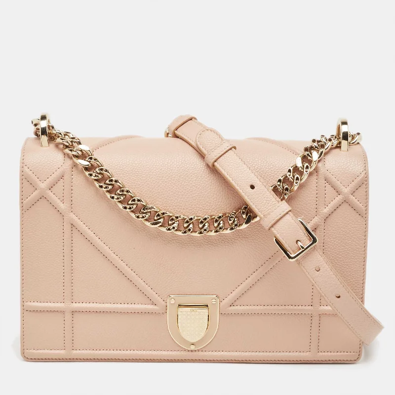 Christian Dior Saddle bags with a studded trim for a bold lookDIOR Peach Leather Medium ama Flap Shoulder Bag