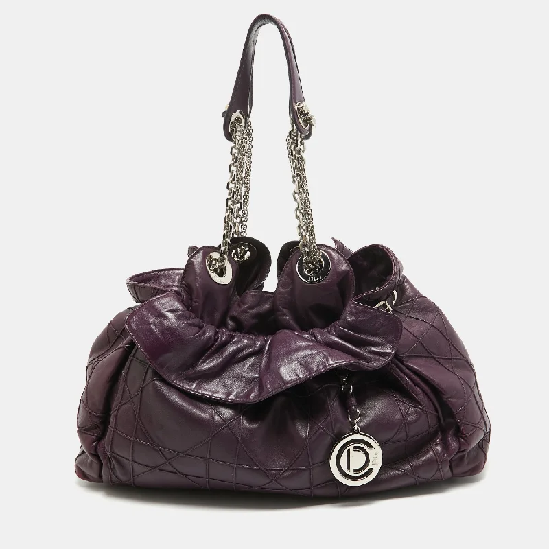 Christian Dior bags with a detachable coin purse insideDIOR Purple Cannage Leather Le Trente Shoulder Bag