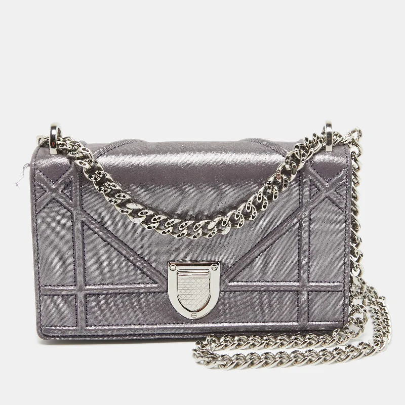 Christian Dior bags with a detachable coin purse insideDIOR Purple Iridescent Leather ama Wallet on Chain