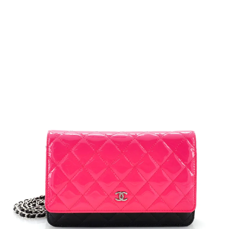 Christian Dior Saddle bags with a distressed leather finishBicolor Wallet on Chain Quilted Patent