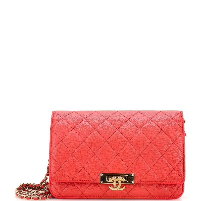 Luxury Christian Dior crossbody bags with a chain - link strapGolden Class Wallet on Chain Quilted Caviar