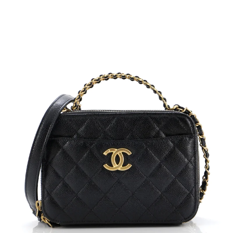 Stylish Christian Dior shoulder bags with a tassel - adorned zipperPick Me Up Logo Handle Vanity Case Quilted Caviar Small