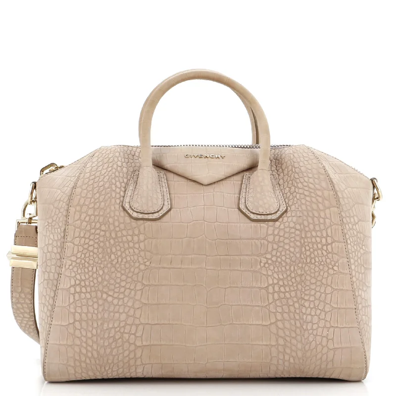 Christian Dior handbags with a back - pocket for quick storageAntigona Bag Crocodile Embossed Nubuck Medium