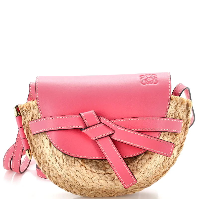 Trendsetting Christian Dior crossbody bags with a colorful strapGate Shoulder Bag Leather and Straw Mini